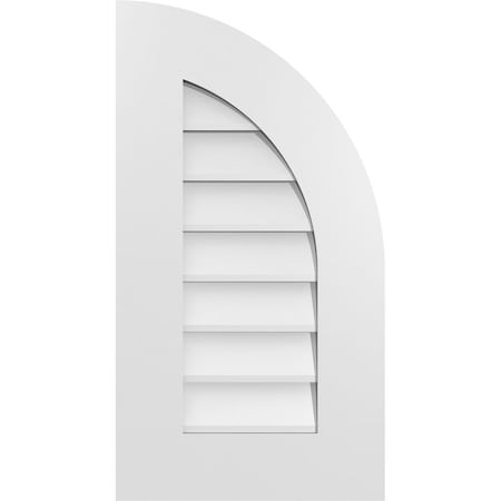 Ekena Millwork Quarter Round Top Right Surface Mount PVC Gable Vent w/ 3-1/2"W x 1"P Standard Frame, 14"W x 26"H GVPQR14X2601SN